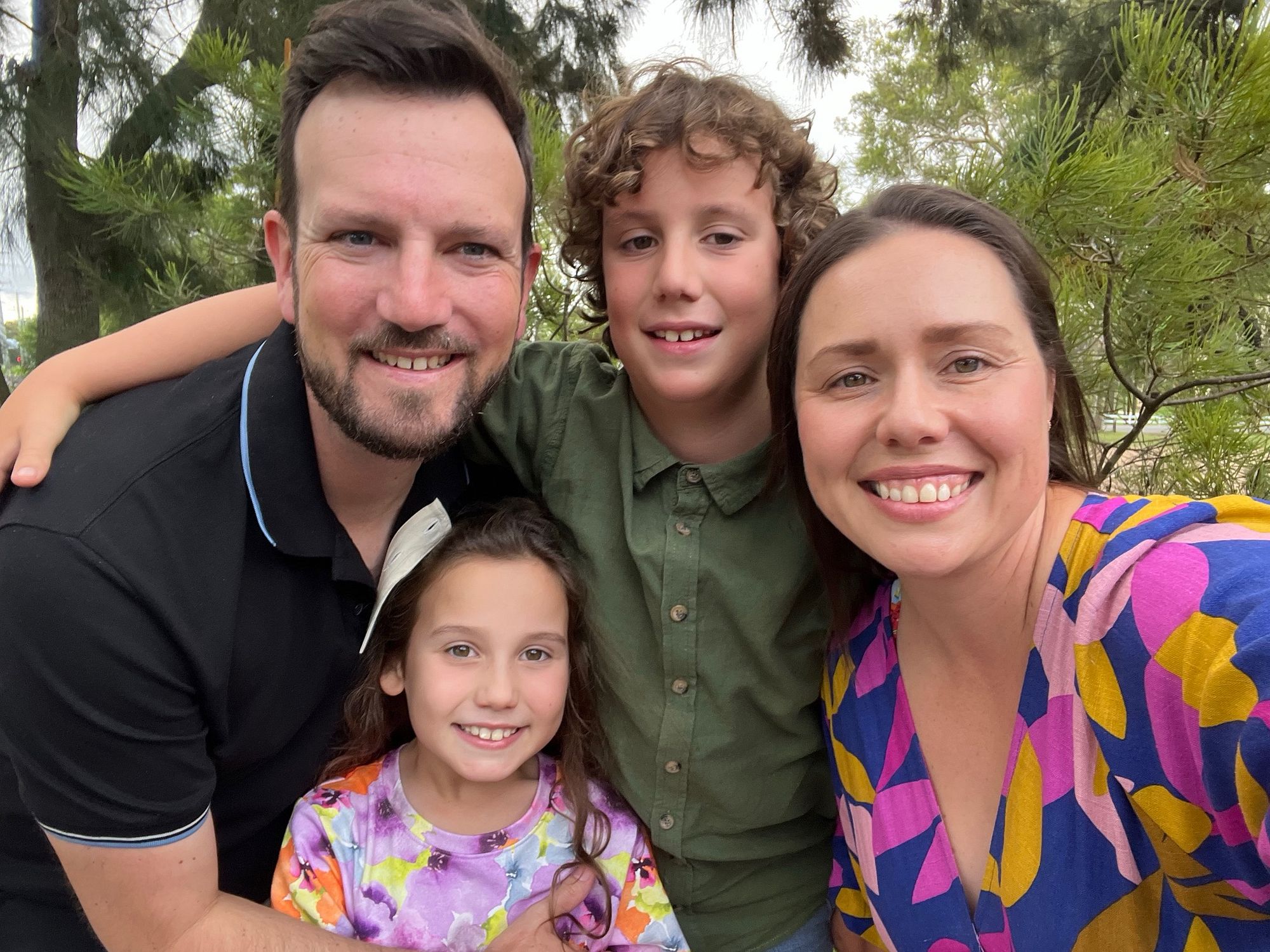 David with his family